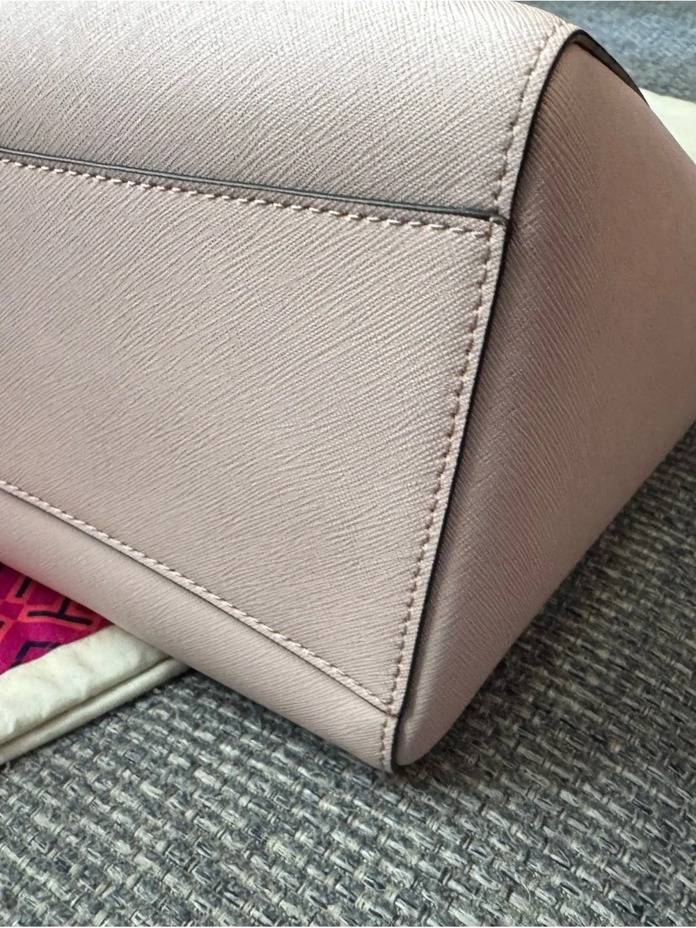 Tory Burch Blush Pink Saffiano Leather Tote Shoulder Bag
